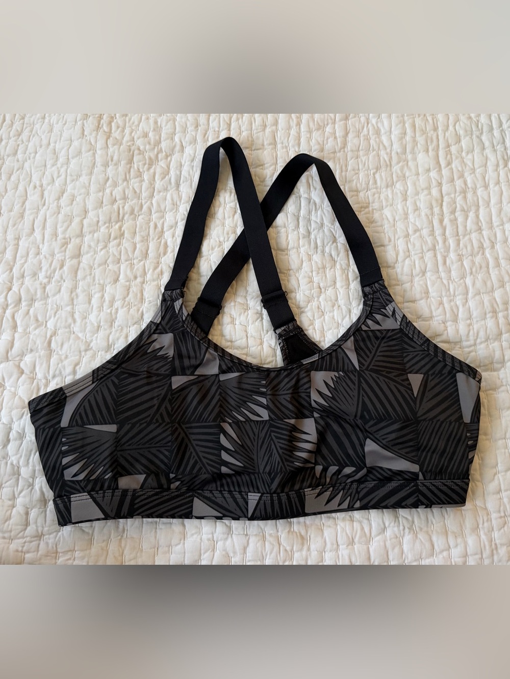 Roxy Black & Gray Geometric Sports Bralette